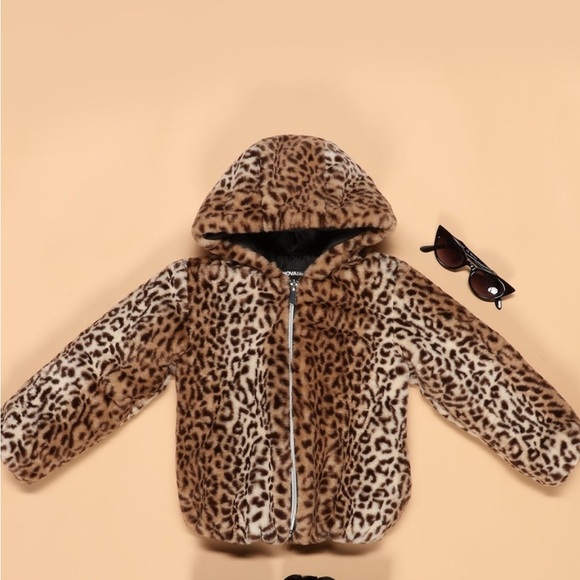 FASHION NOVA KIDS Leopard print, Faux FurJacket - Picture 1 of 6